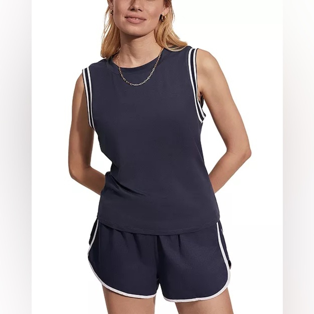 Varley Navy Tank Top with White Accents
